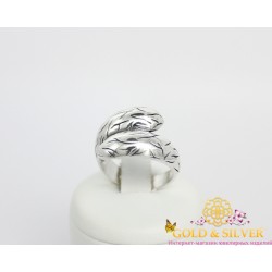 Жіноча каблучка срібна "Каньйон" без вставок 1396 Gold & Silver, Украина